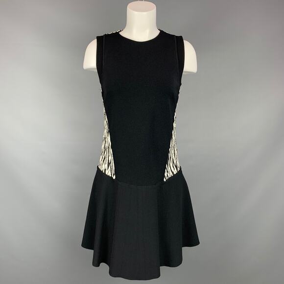 PROENZA SCHOULER Size 6 Black & White Acrylic Blend Sleeveless A-line Dress - Picture 1 of 6